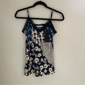 Maloka Patchwork Satin Lace Trim Cami, Size S, NWT